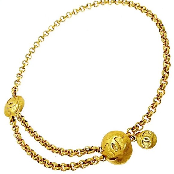CHANEL CC Logos Round Chain Belt 32" Gold Tone 29 Auth D-t1135 - Picture 1 of 10